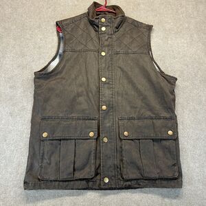 Mountain and Isles Waxed Cotton Vest Men's Large Brown Full Zip Flannel Lined